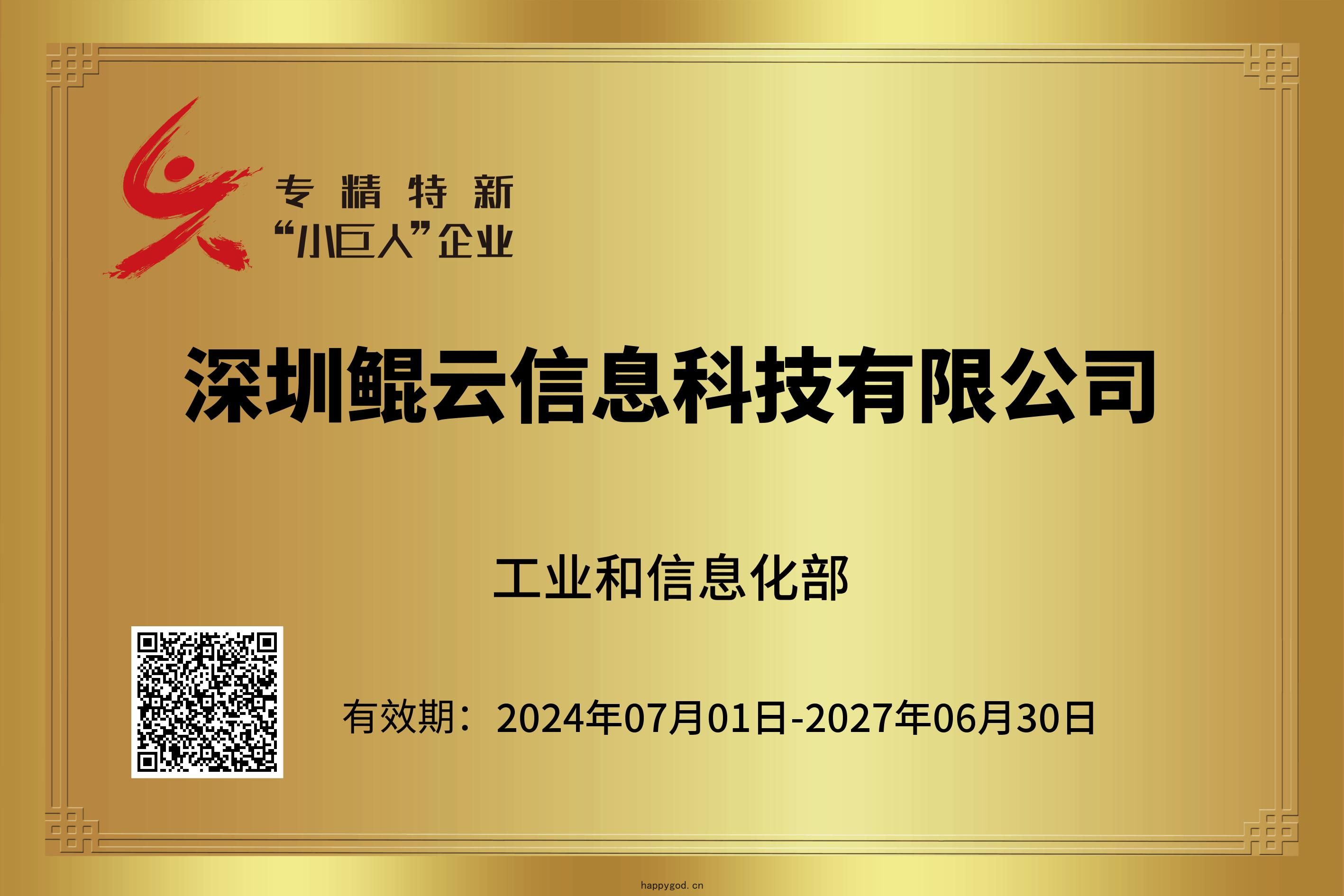 國(guó)家(jiā)級專精(jīng)特新“小巨人(rén)”企業(yè)